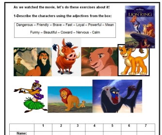The Lion King: Wild Life Worksheet