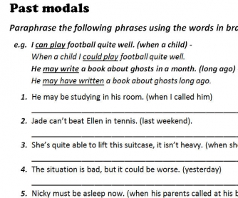 Past Modals Worksheet