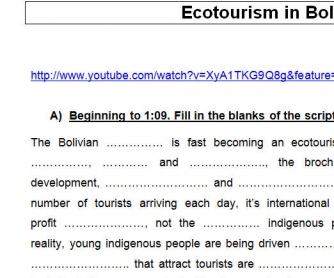 Ecotourism in Bolivia [WITH ANSWERS]