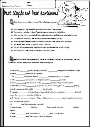 Past Simple And Past Continuous Worksheet