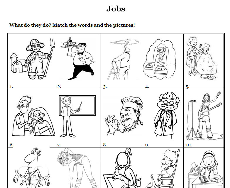 on printable nouns for kindergarten worksheet Occupations and Jobs