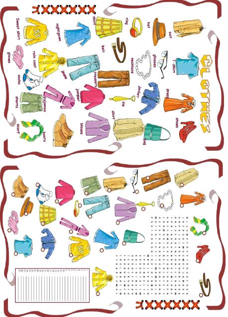 finger pie Breathing Clothes, Footwear and Accessories Worksheet