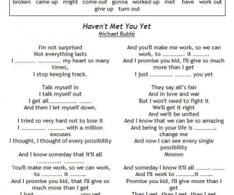 Song Worksheet: "Haven't Met You Yet" by Michael Buble