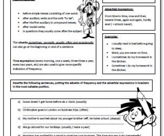 Adverbs of Frequency Worksheet