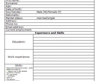 Basic Job Application Template from busyteacher.org