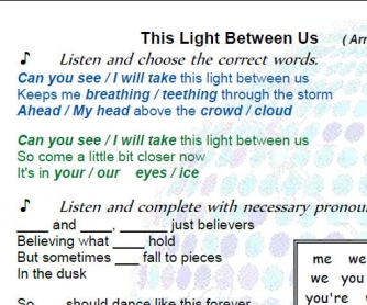 Song Worksheet: This Light Between Us by Armin Van Buureen feat. Christian Burns (WITH VIDEO)