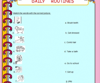 Daily Routines Matching Activity