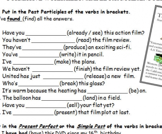 Present Perfect Revision Worksheet