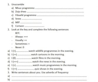 TV and Video Worksheet