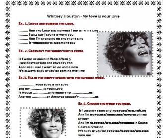 Song Worksheet: My Love Is Your Love by Whitney Houston