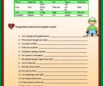 Changing Sentences From Singular to Plural Worksheet