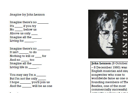 Imagine песня джона. Имейджин Джон Леннон текст. Imagine John Lennon Worksheet. Imagine Lyrics. Imagine (песня).