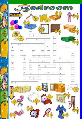 Bedroom Vocabulary: Picture Crossword