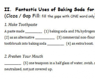 Fantastic Uses of Baking Soda for Personal Care: Gap Fill / Cloze