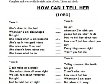 Song Worksheet: How Can I Tell Her by Lobo