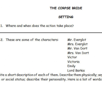 Movie Worksheet: Tim Burton's Corpse Bride [Activities]