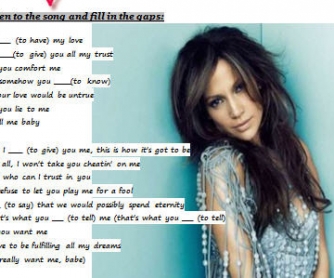 Song Worksheet: If You Had My Life by Jennifer Lopez