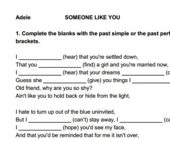 Song Worksheet: Someone Like You by Adele [Alternative IV]