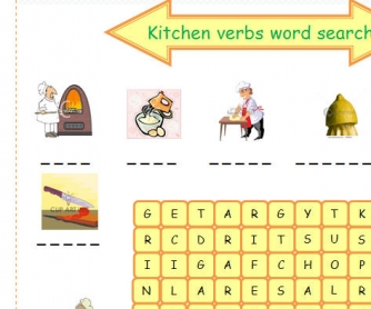 Kitchen Verbs Word Search