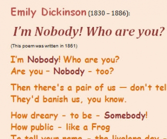 I'm Nobody! Who Are You? (Poem by Emily Dickinson)
