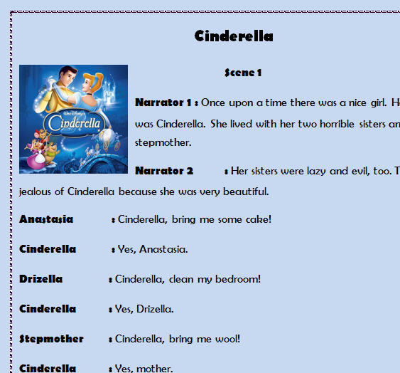 cinderella play script humourous 10 minutes