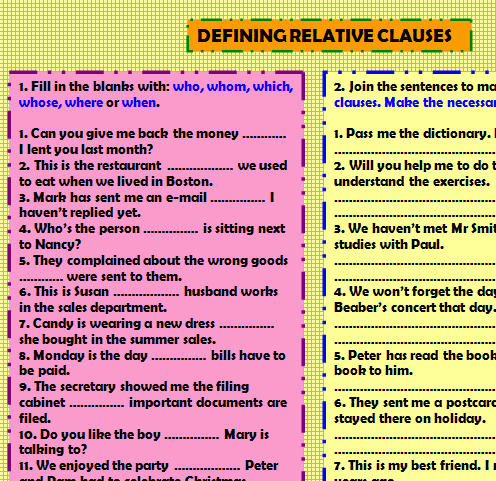 Join the question. Defining relative Clauses в английском. Who which that упражнения. Non defining relative Clauses упражнения. Грамматика relative Clauses.