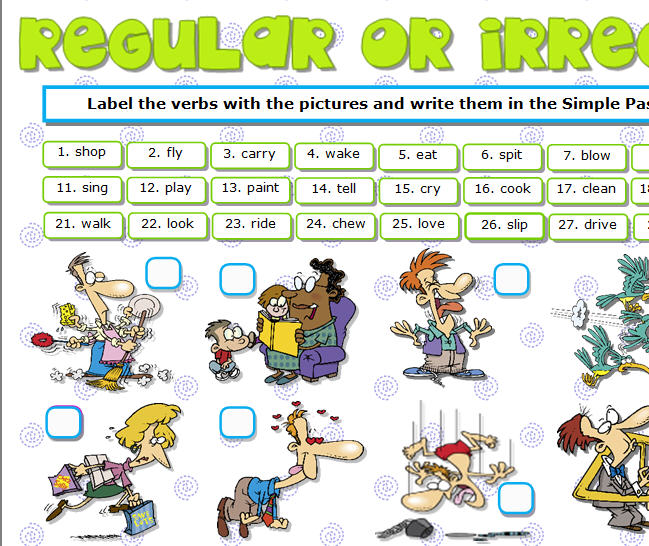 regular or irregular actions verbs worksheet
