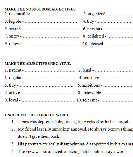 Nouns, Adjectives, Verbs
