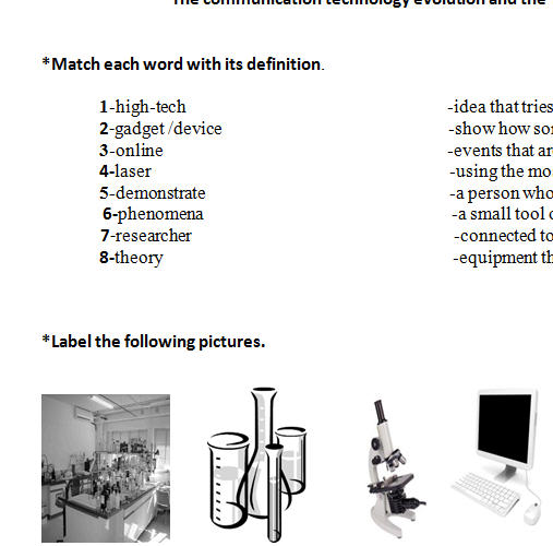 science and technology worksheet