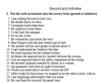 Infinitive or Gerund? (with keys)