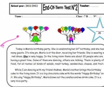 Birthday Party [End of Term Test]