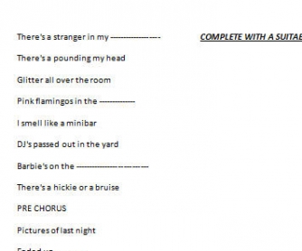 Song Worksheet: Last Friday Night by Katy Perry