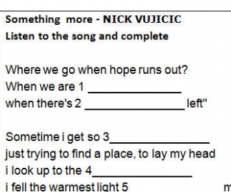 Song Worksheet: Something More by Nick Vujicic