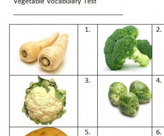Vegetable Vocabulary Test