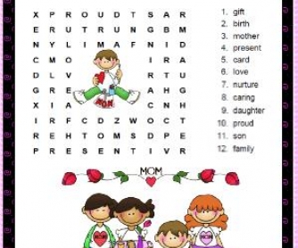 Mother's Day Wordsearch Puzzle