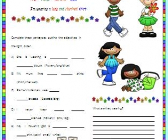 Clothes and Order of Adjectives Worksheet