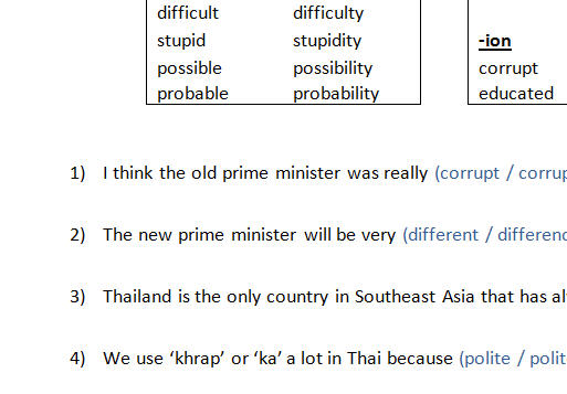 Nouns Derived From Adjectives Vocabulary Building for Thai Students 