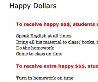 Happy Dollar Rules - An Incentive In The Classroom