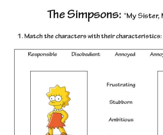 Cartoon Worksheet: The Simpsons [My Sister, My Sitter - S08 E17]