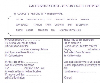 Song Worksheet: Californication by Red Hot Chilli Peppers