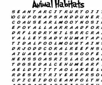 Animals Habitat Wordsearch