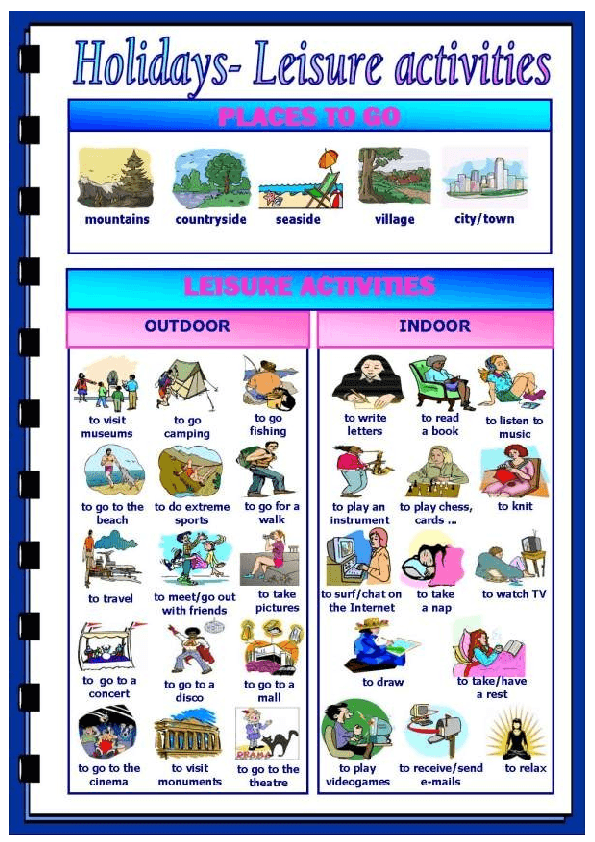 Holidays Activities Vocabulary