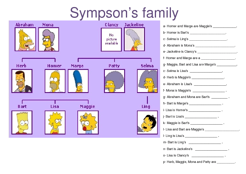 family tree quiz worksheet Quiz The Family Simpsons