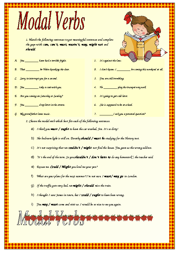 Modal Verbs Practice Worksheet