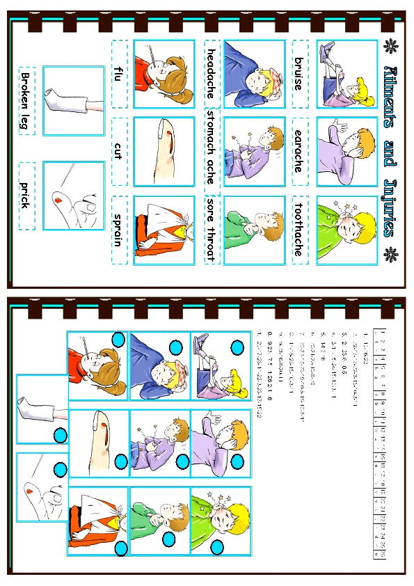 Ailments and Injuries Worksheet