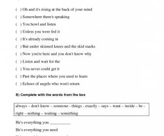 Song Worksheet: Everything You Want by Vertical Horizon