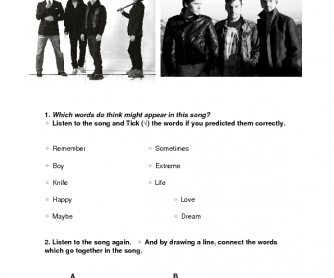 Song Worksheet: Closer to the Edge by 30 Seconds to Mars