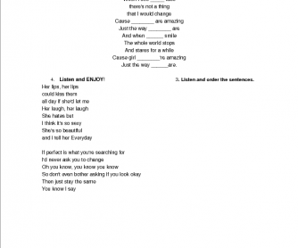 Song Worksheet: Just The Way You Are by Bruno Mars [Alternative 2]