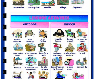 Holidays and Leisure Activities Worksheet