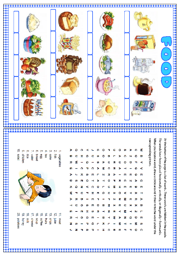 Food Word Search Puzzles For Kids